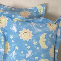 Sky Blue Pillow Covers for Nursery Décor, New Baby or Shower Gift, Yellow Suns, Moons and Stars on Blue Cotton, Set of two Covers
