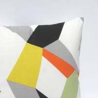 MCM Style Pillow Cover, Retro 50s Geometric Home Décor in Yellow, Green, Orange, Gray, Black, White Linen, 21 x 21