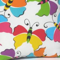 Butterfly Pillow Cover, Kids' Pop-Art Room Décor, Pink, Yellow, Turquoise, Green, Purple Butterflies, ~17x17 Pillow Cover, USA Handmade 