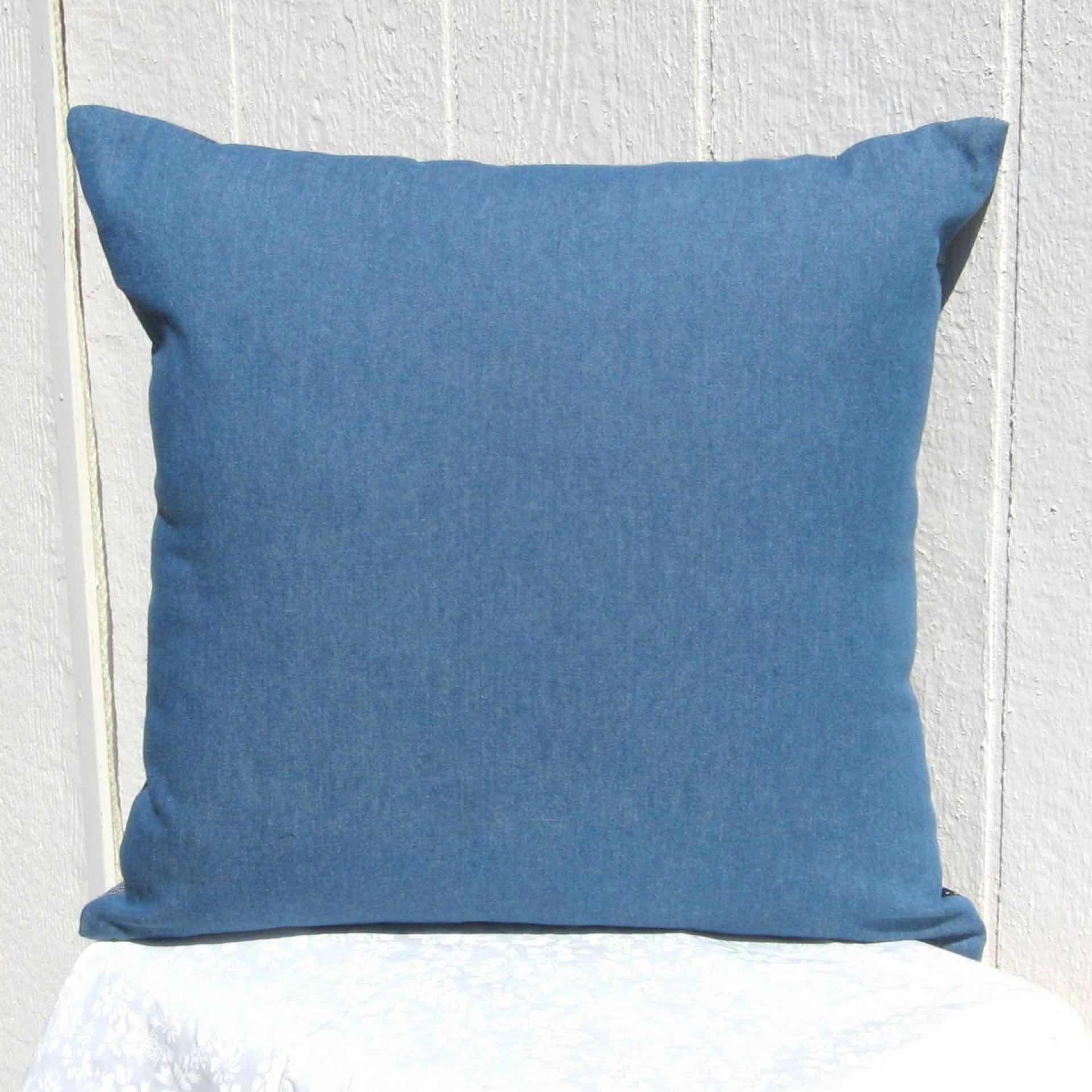 Patchwork Denim Pillow Cover, Upcycled Indigo Home Décor, Boho Style 18 x 18 Pillow Cover