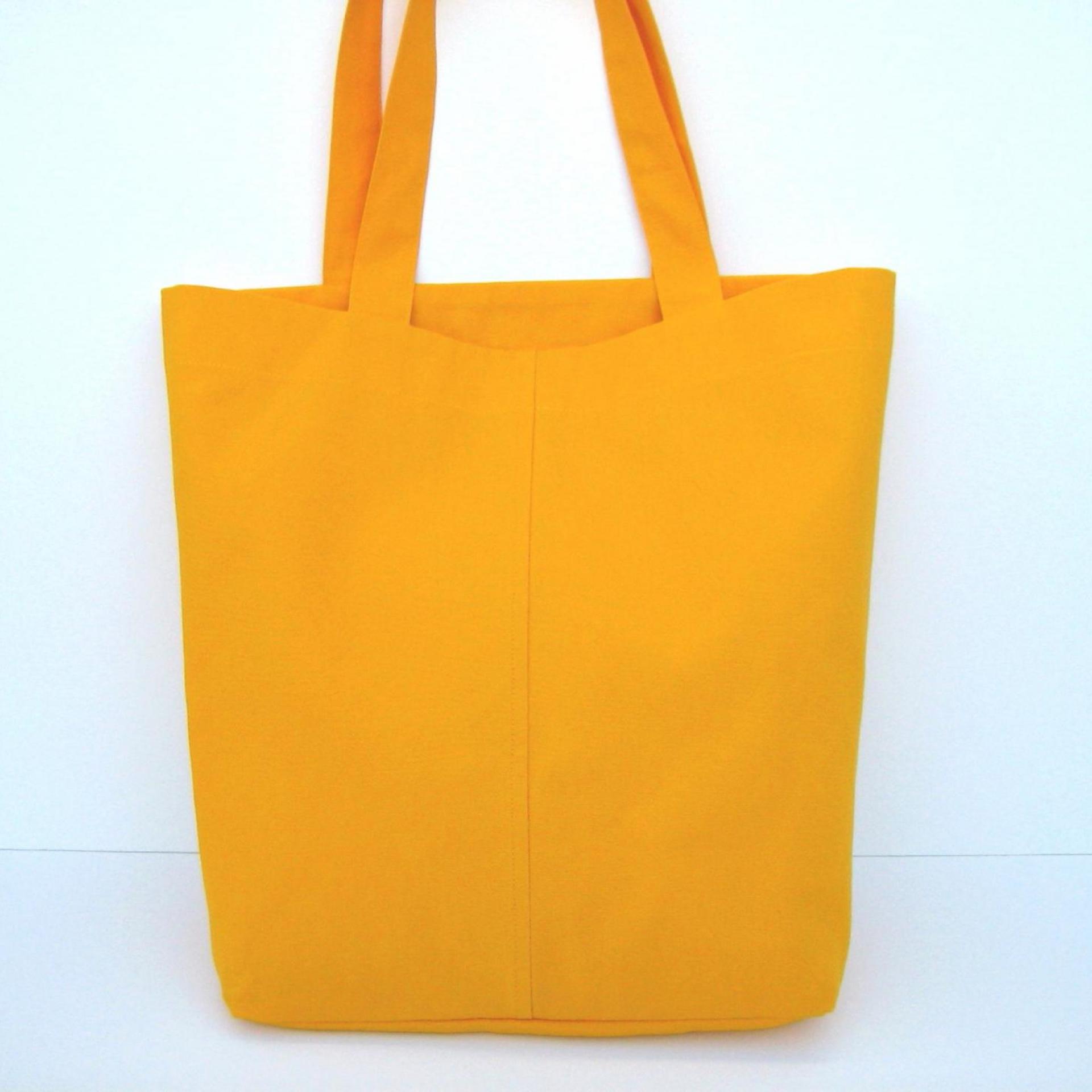 Fabric Shopping Bag, Orange Duck Canvas Tote with Vintage Peach Botanical Illustration, Eco-Friendly