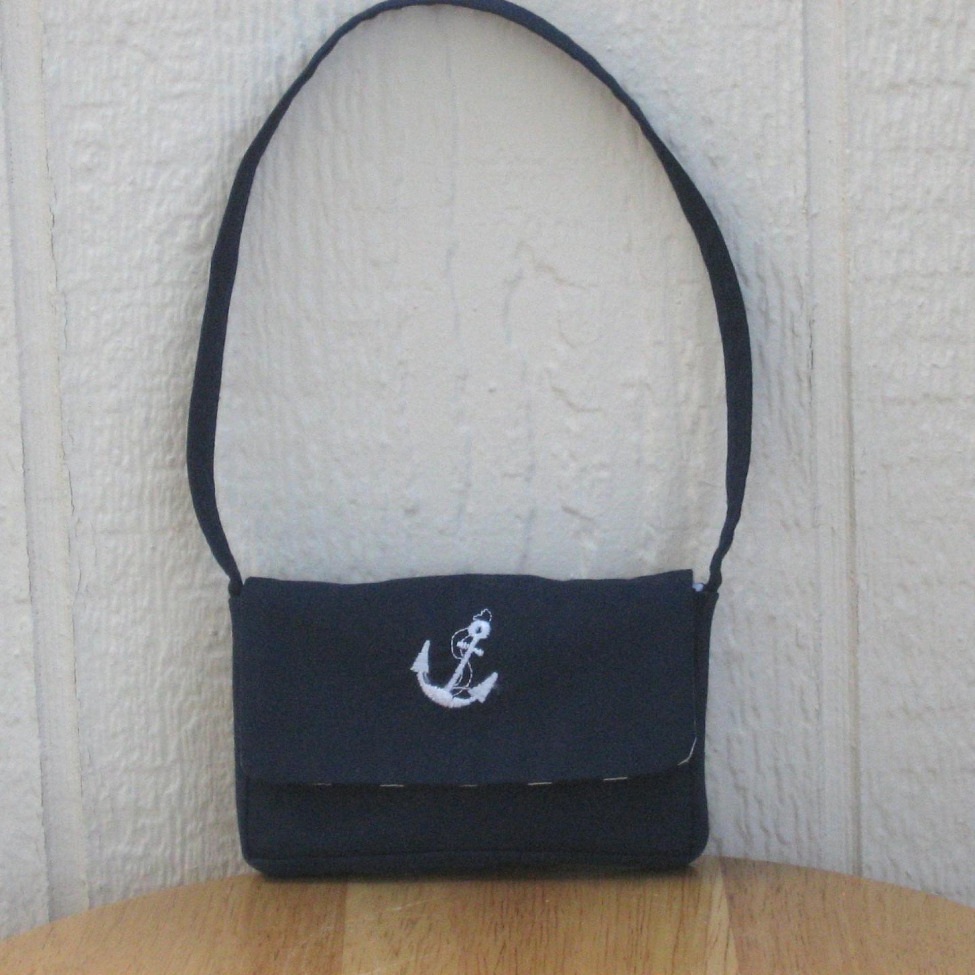 Nautical Blue White Striped Dress for 18-inch Doll, Summer Party Outfit, Cruise Collection, Matching Bag and Headband