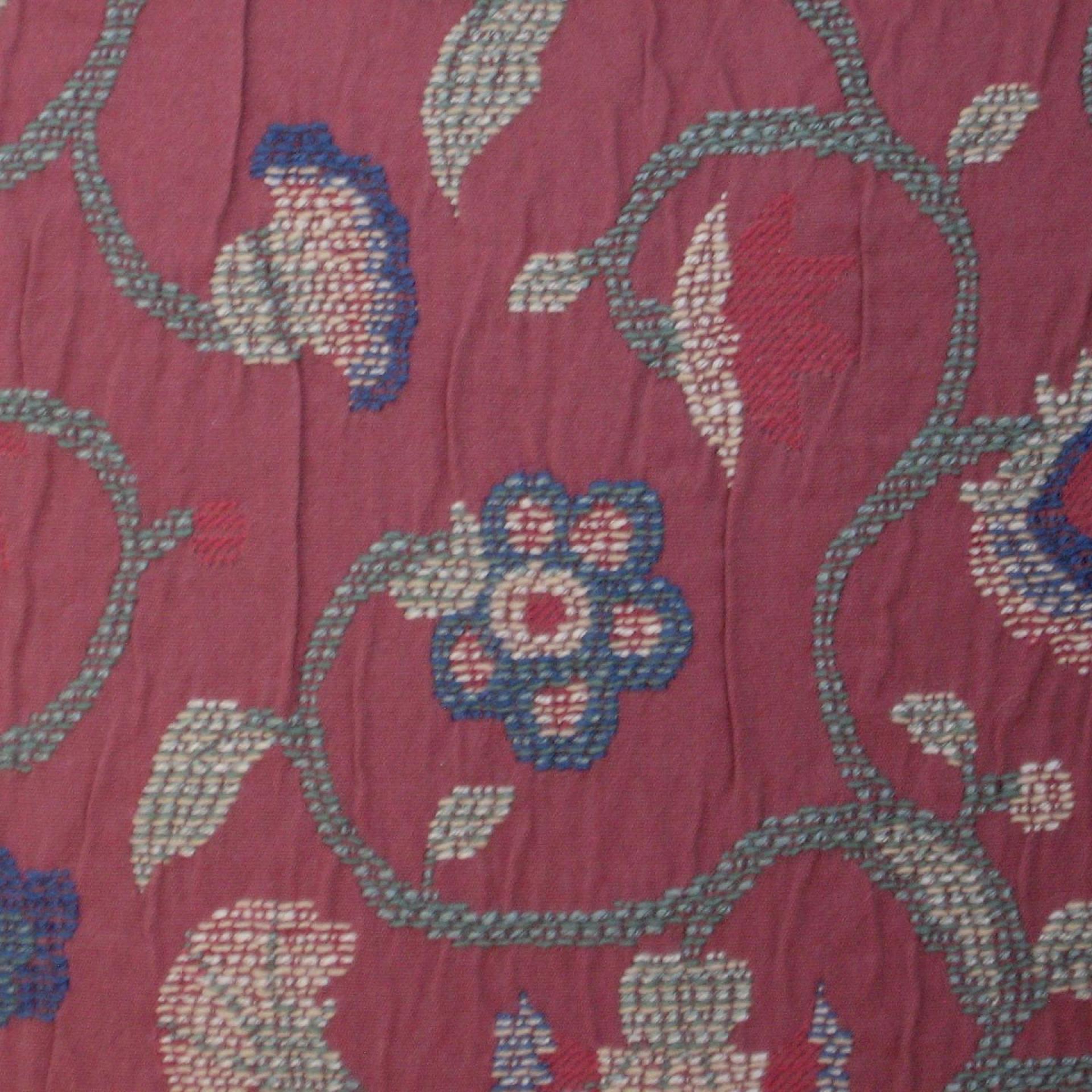 Jacobean Embroidery Pillow Cover in Rust Red Crinkle Home Décor Cotton Blend, 17 x 17 inches