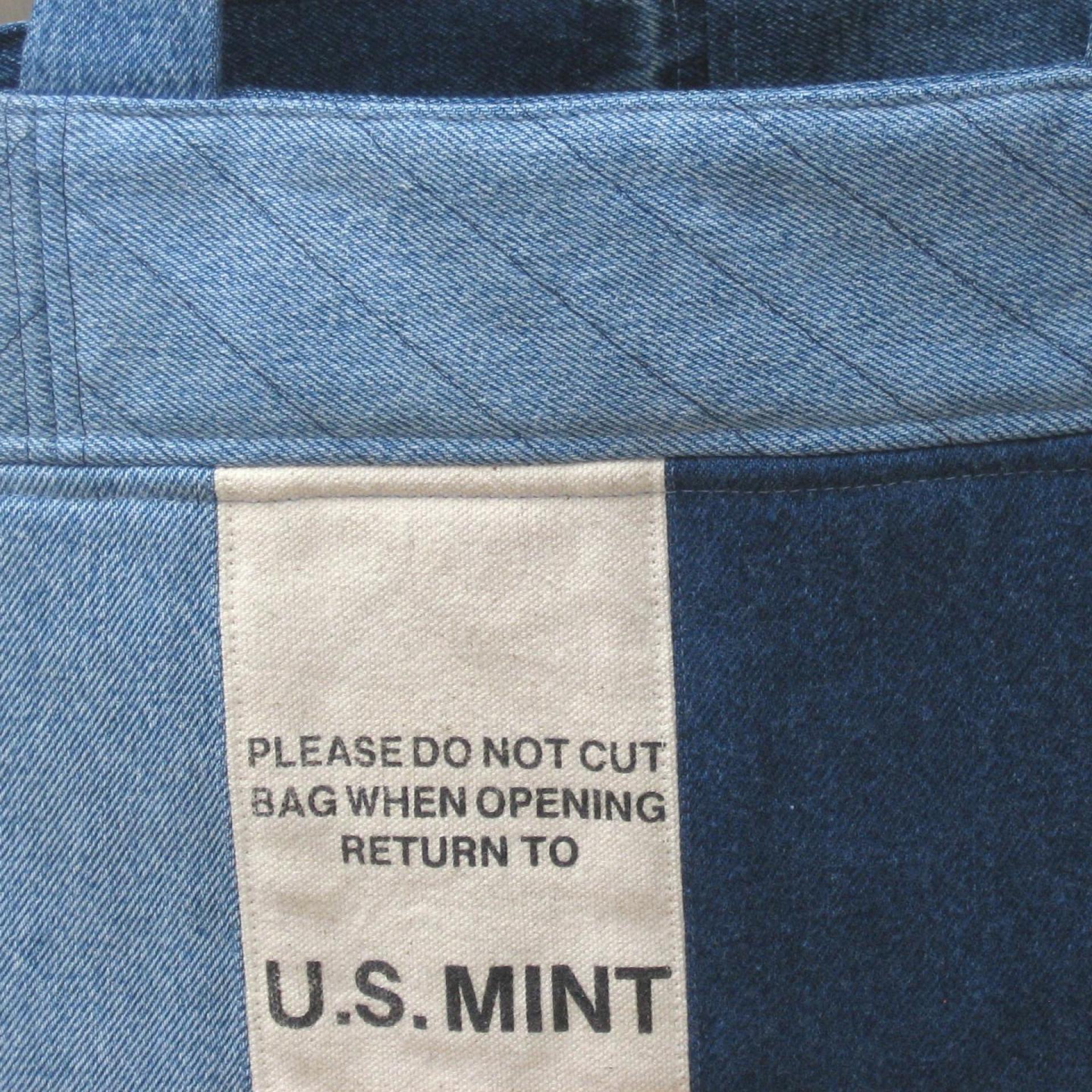 Upcycled Denim Tote in Patchwork Repurposed Blue Jeans Denim & Vintage Coin Bag Cotton, Lined Big Bag with Pockets