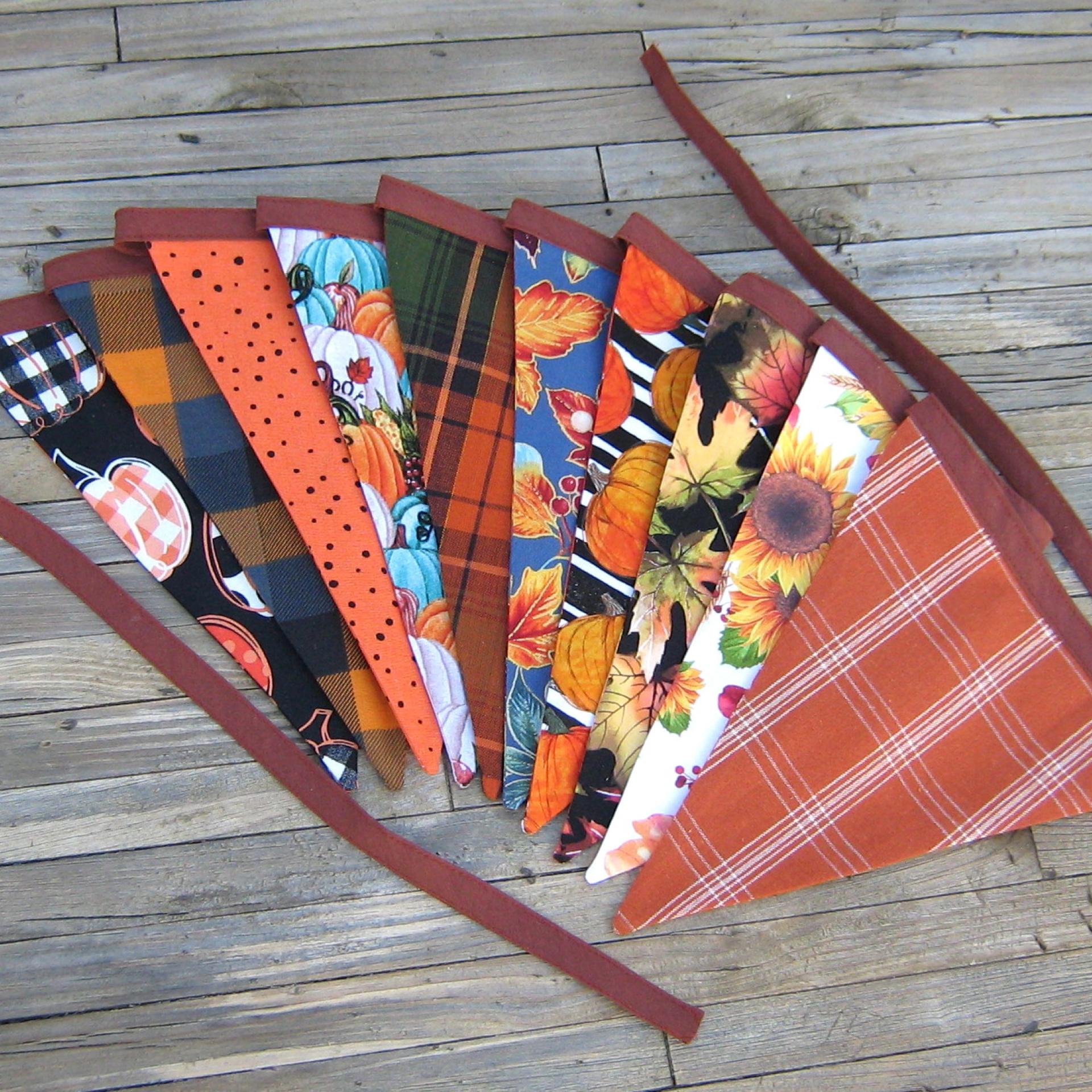 Autumn Décor Bunting, Harvest Festival Garland, Fall Colors Party Banner for Autumn Wedding, Barn Dance, Birthday Party 