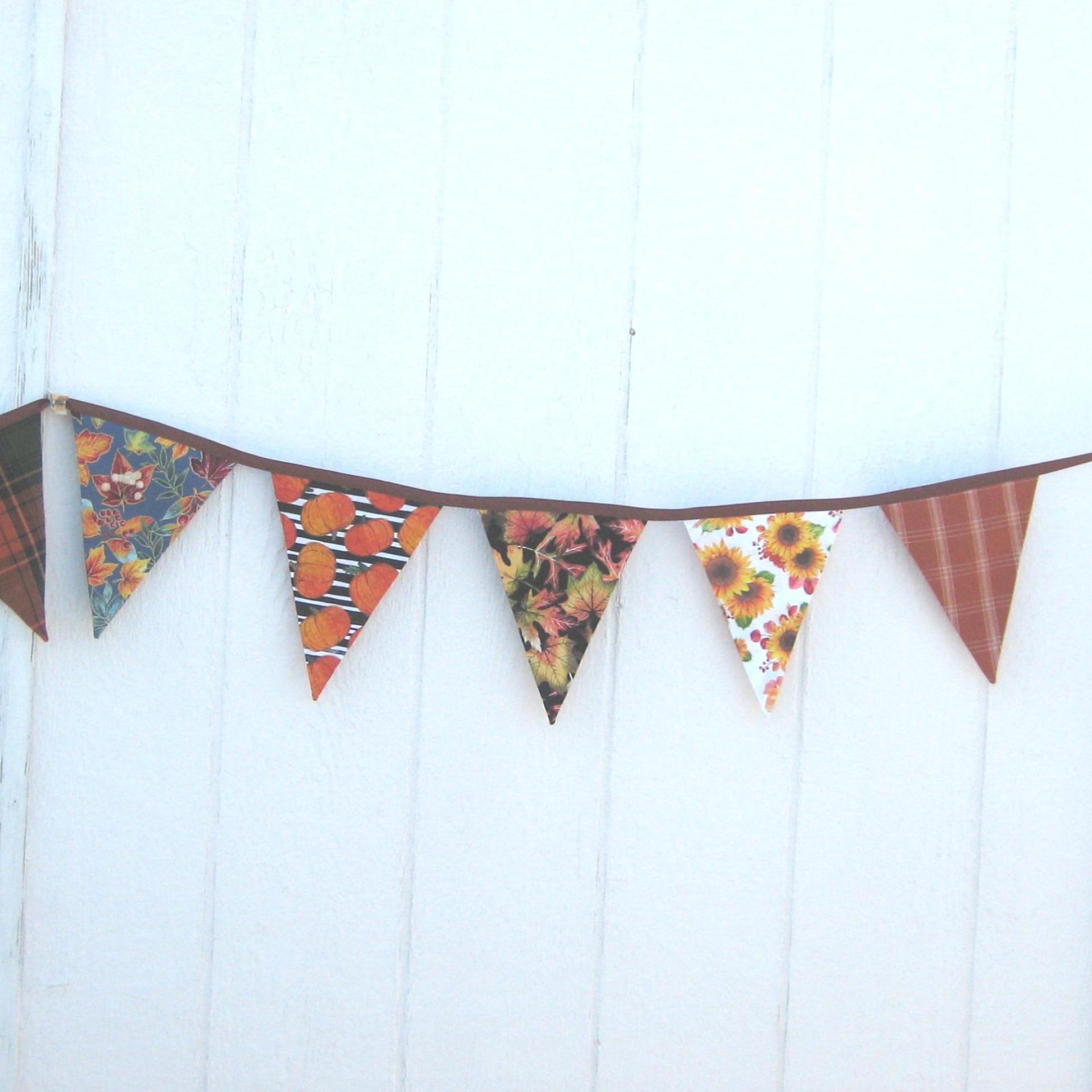 Autumn Décor Bunting, Harvest Festival Garland, Fall Colors Party Banner for Autumn Wedding, Barn Dance, Birthday Party 
