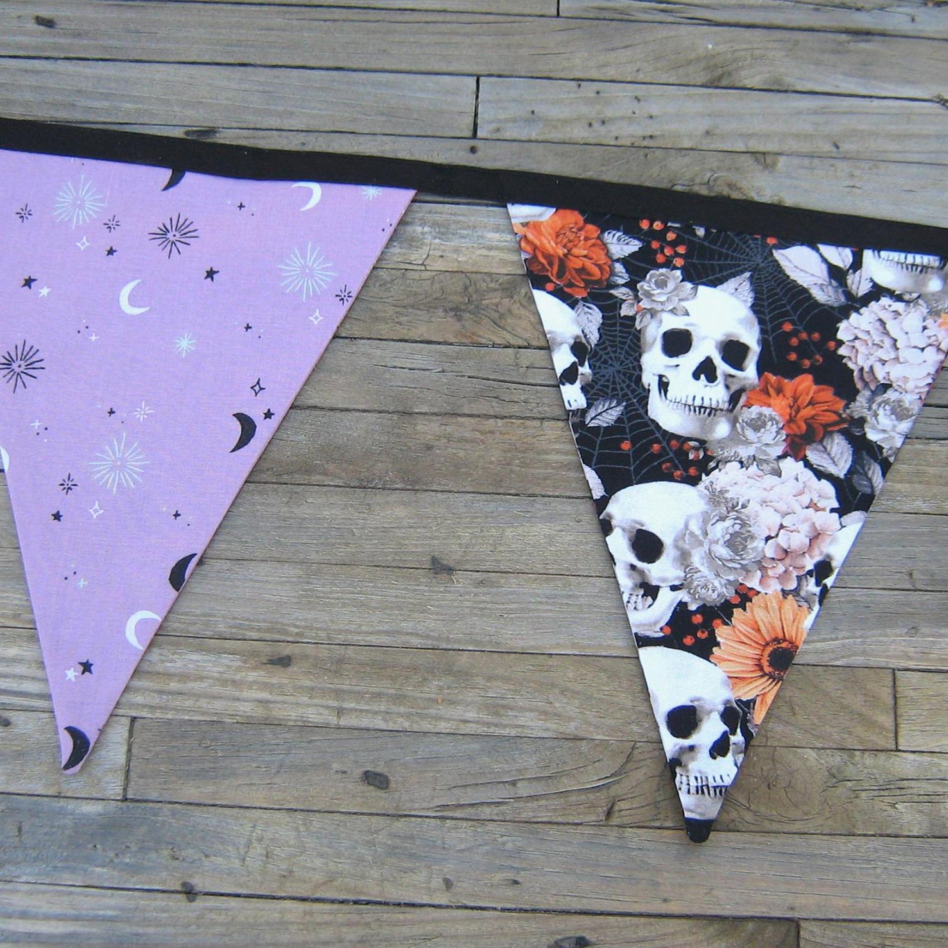 Halloween Bunting, Haunted House Décor, Spooky Party Garland, Halloween Fabric Banner