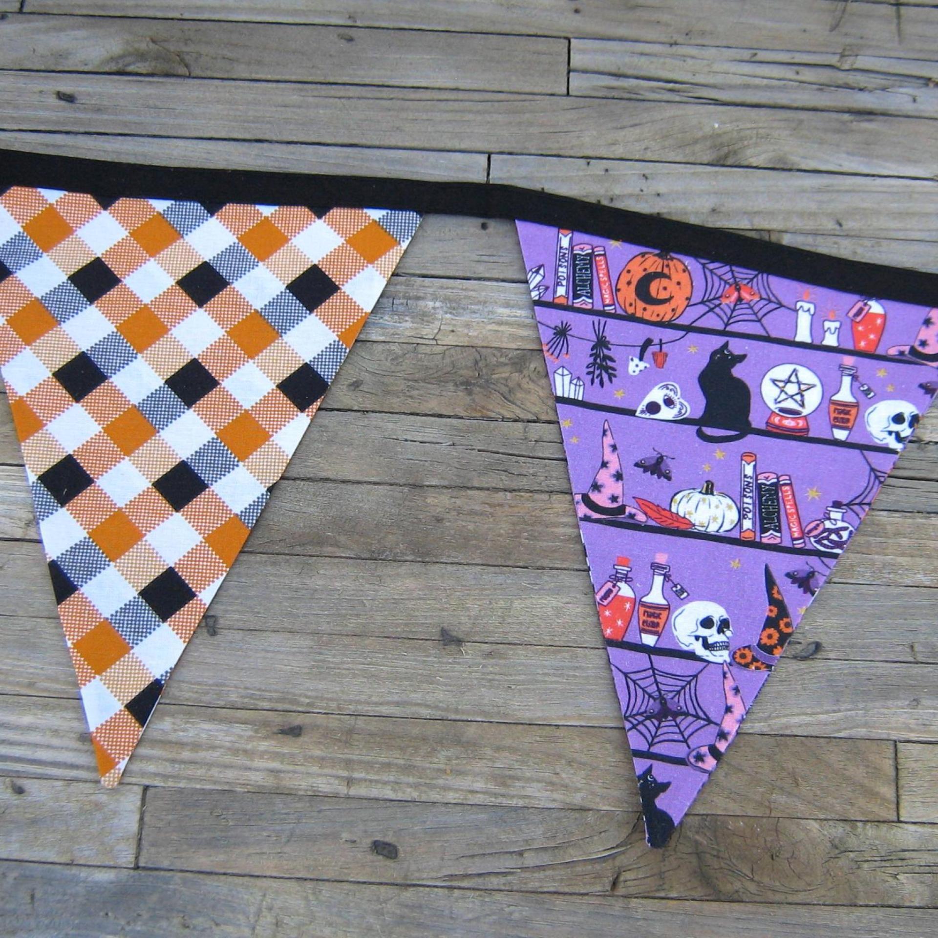 Halloween Bunting, Haunted House Décor, Spooky Party Garland, Halloween Fabric Banner