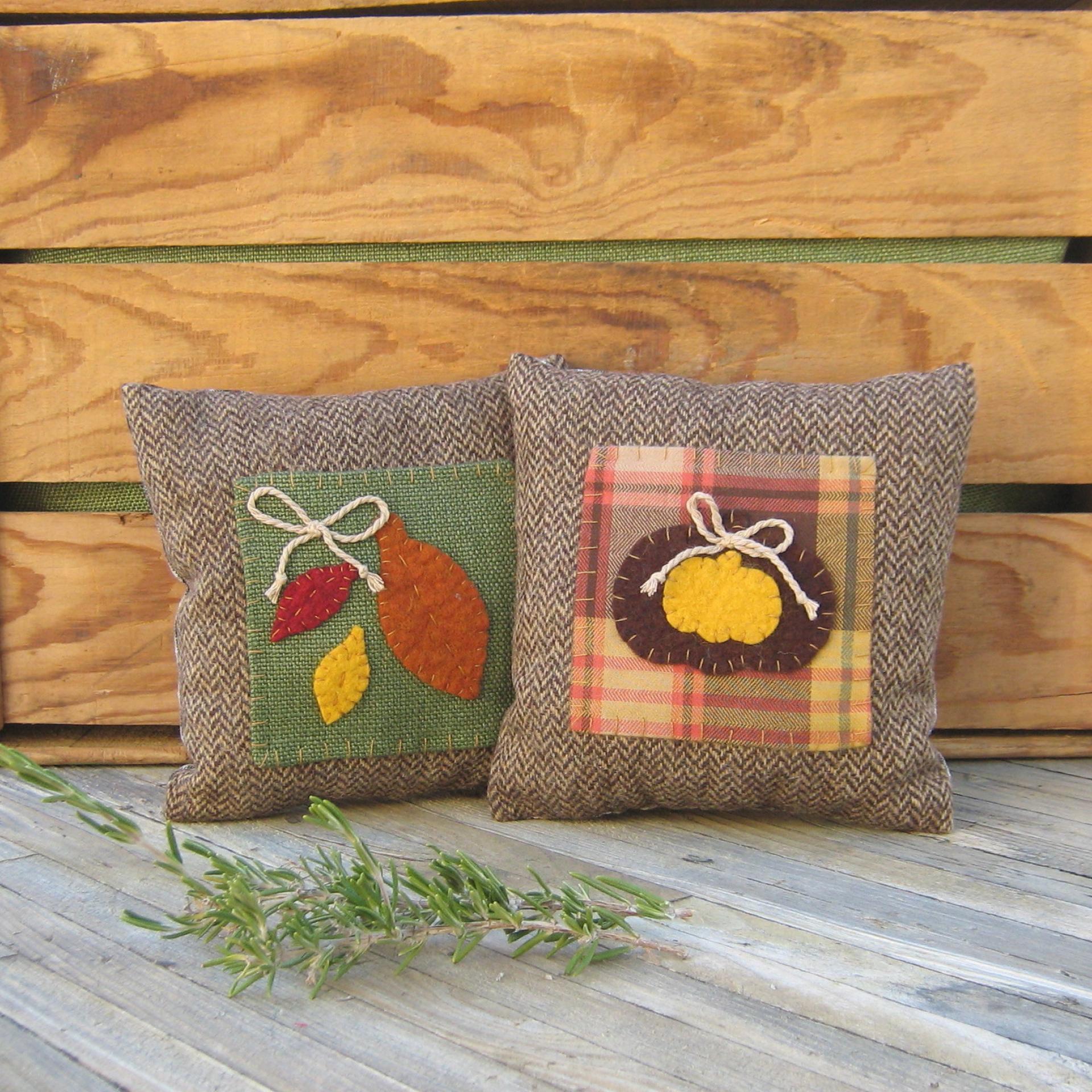 Mini Tweedy Pillow Set 7" for Fall Décor, Autumn Mantel Decoration, Centerpiece for Fall Table, Seasonal Photo Props, USA Made