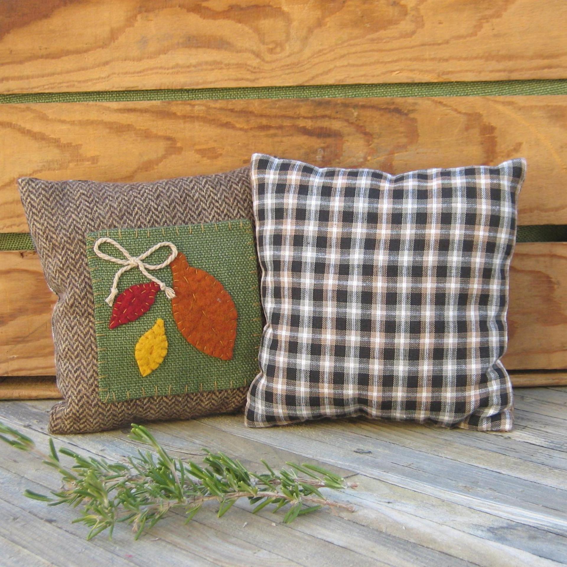 Mini Tweedy Pillow Set 7" for Fall Décor, Autumn Mantel Decoration, Centerpiece for Fall Table, Seasonal Photo Props, USA Made