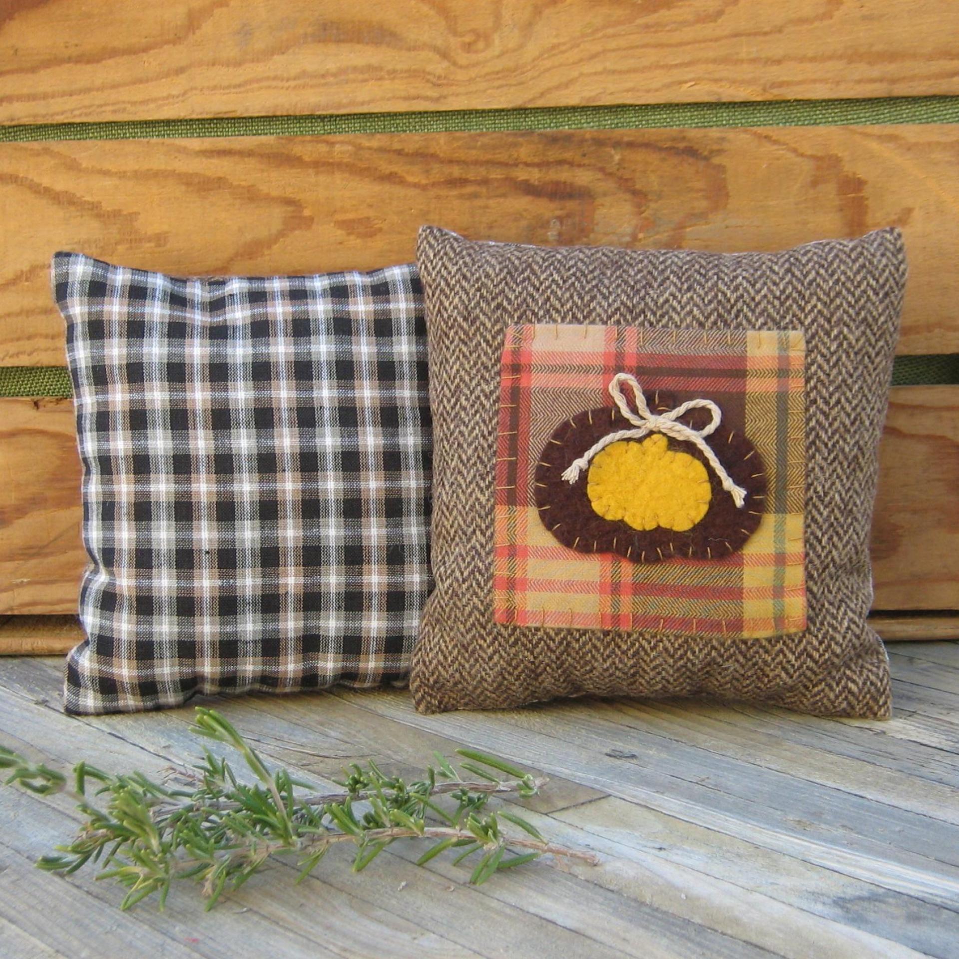 Mini Tweedy Pillow Set 7" for Fall Décor, Autumn Mantel Decoration, Centerpiece for Fall Table, Seasonal Photo Props, USA Made