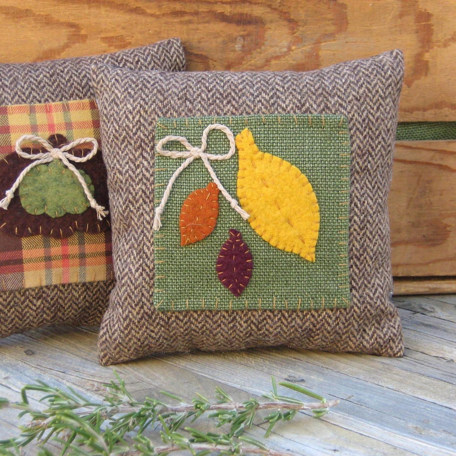 Mini Tweedy Pillow Set 7" for Fall Décor, Autumn Mantel Decoration, Centerpiece for Fall Table, Seasonal Photo Props, USA Made