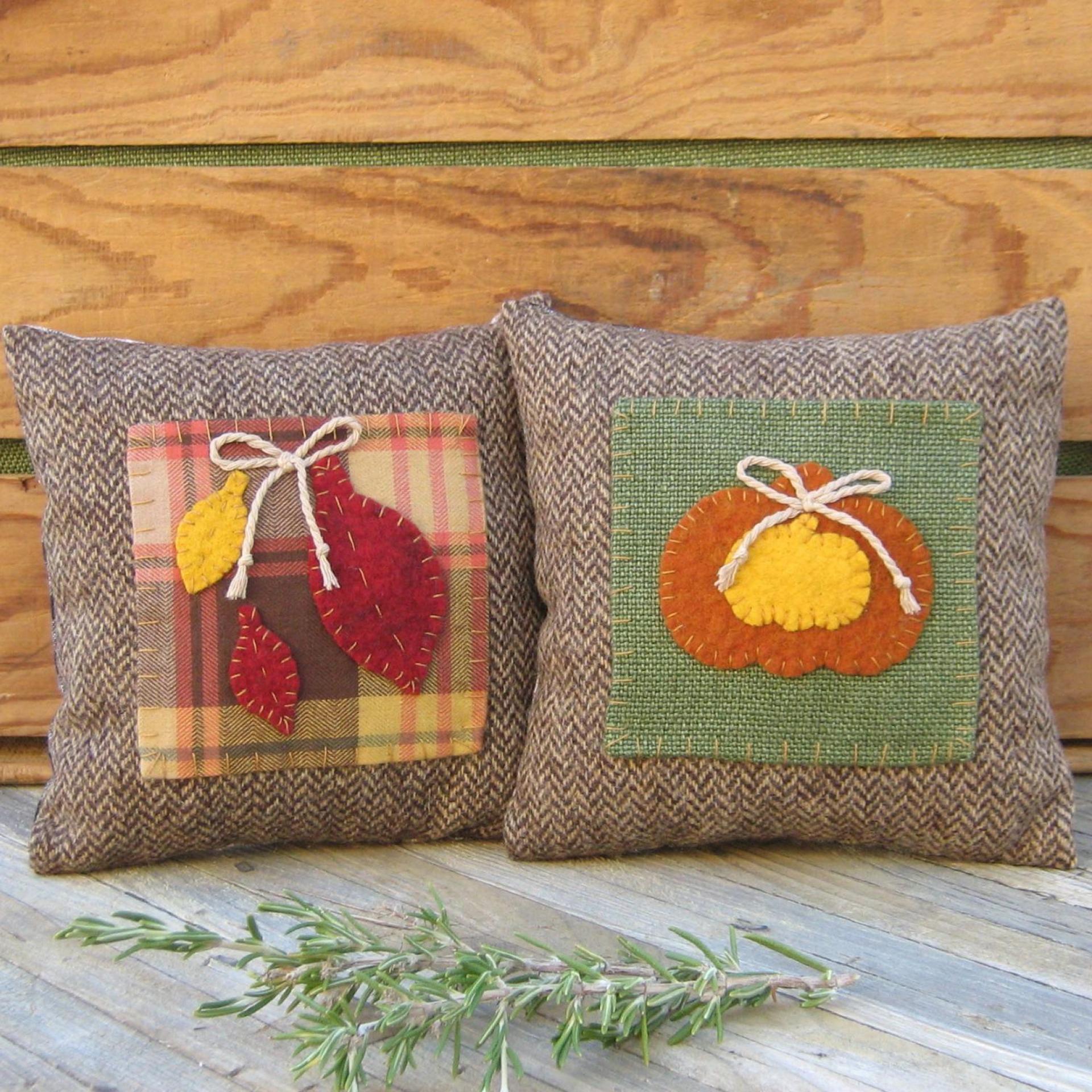 Mini Tweedy Pillow Set 7" for Fall Décor, Autumn Mantel Decoration, Centerpiece for Fall Table, Seasonal Photo Props, USA Made