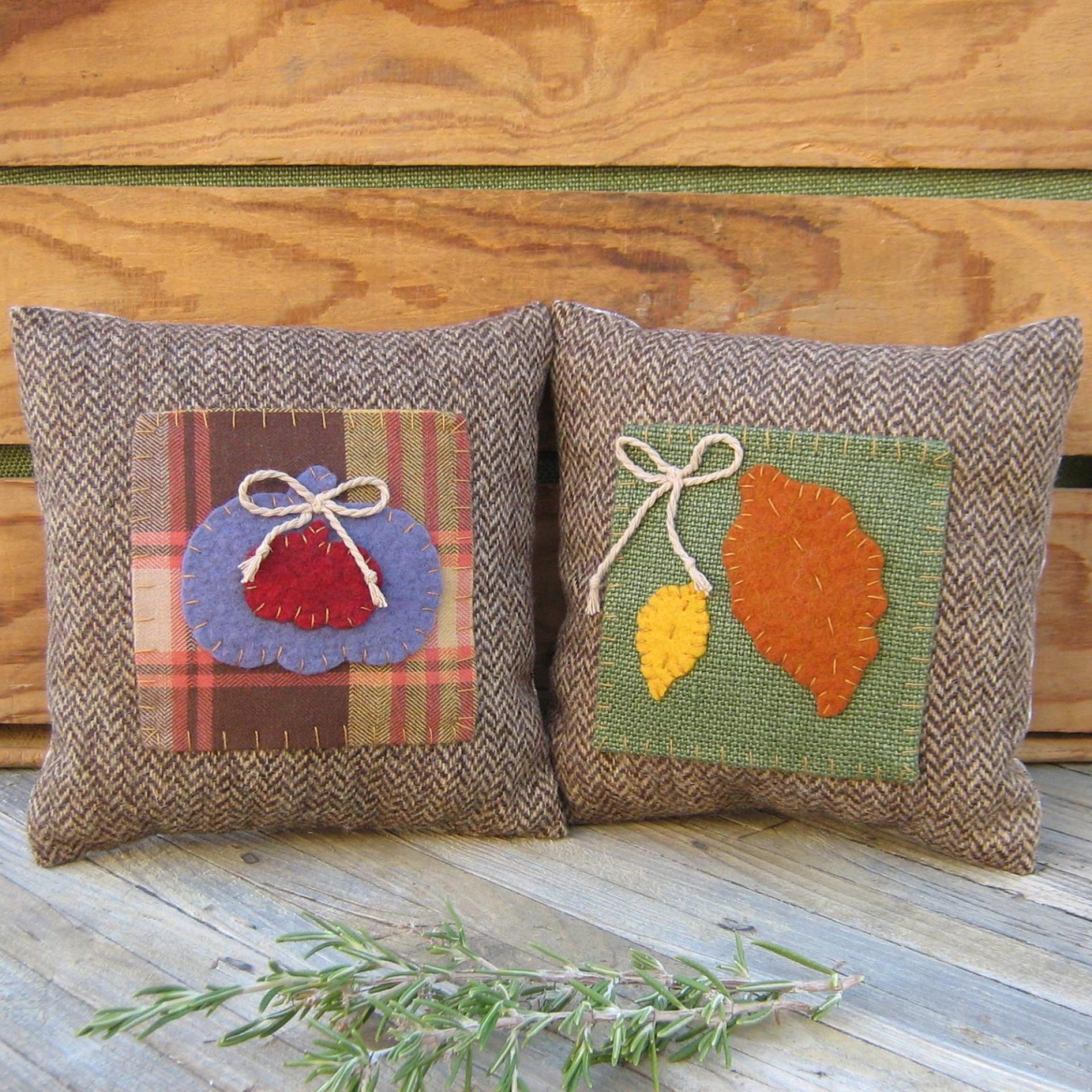 Mini Tweedy Pillow Set 7" for Fall Décor, Autumn Mantel Decoration, Centerpiece for Fall Table, Seasonal Photo Props, USA Made