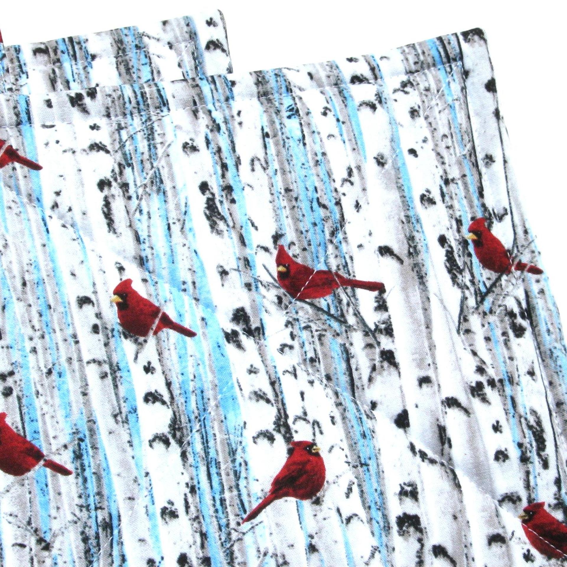 Red Cardinals Potholders, Christmas Décor, Birds in Wintry Birch Trees, Quilted Hot Pads, Stocking Stuffer, USA Handmade Gift for Bird Lover, Housewarming