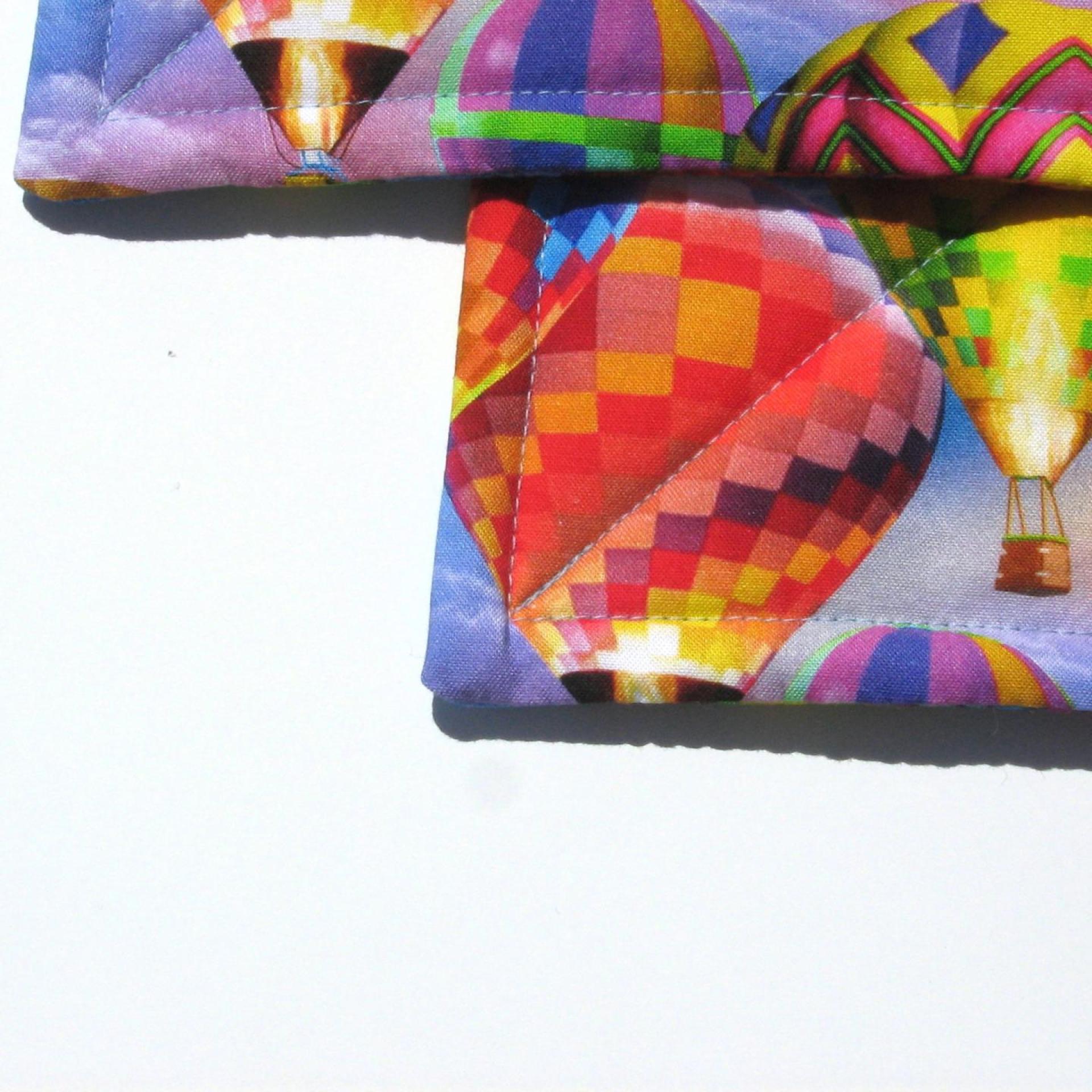 Hot Air Balloon Potholders, Blue Sky, Clouds & Balloons Hot Pads, American Made Hand Crafted Hostess, Housewarming Gift, PATTERN WILL VARY!
