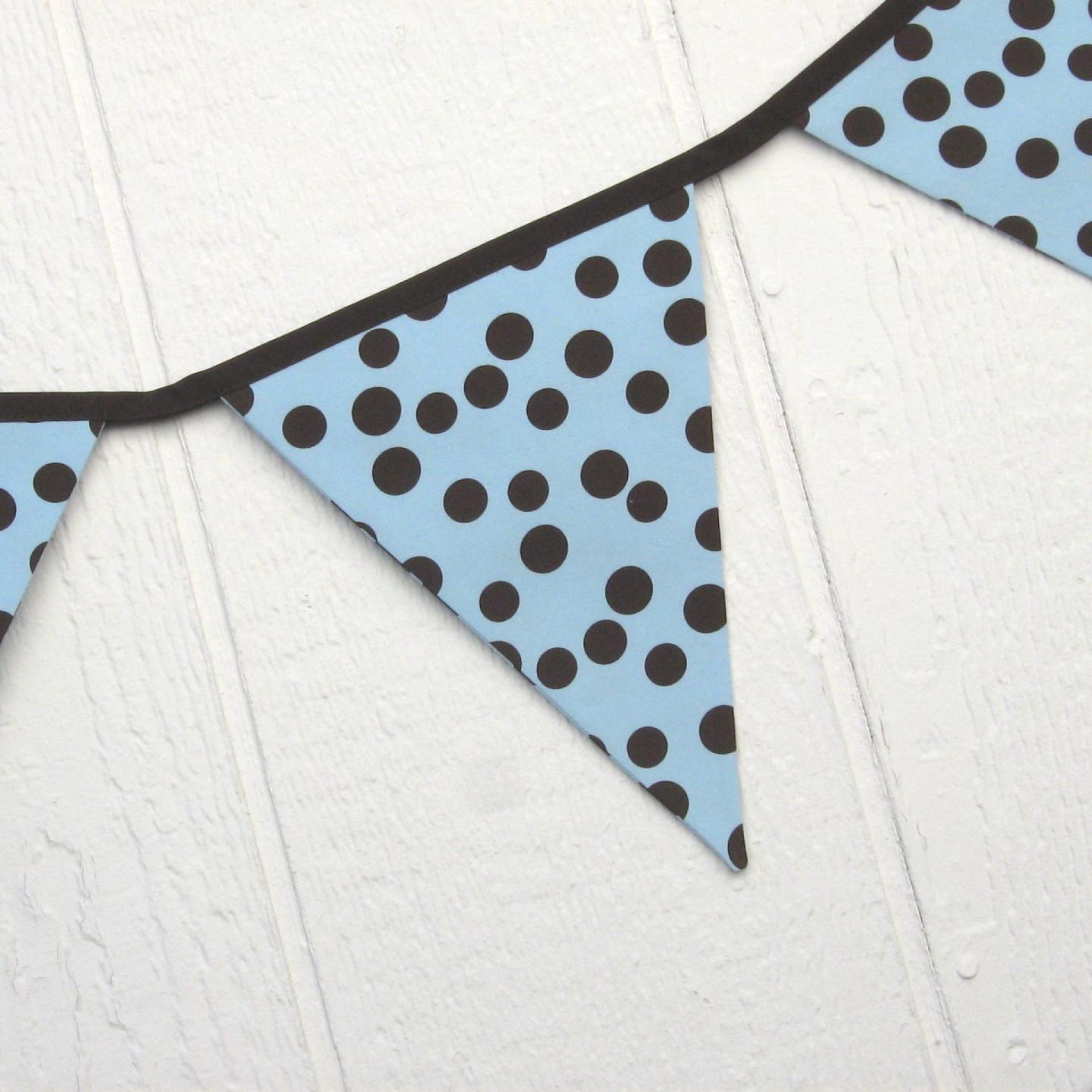 Blue Baby Shower Garland, Gender Reveal Party Décor with Polka Dots, Light Blue & Brown Bunting or Mantel Banner, Baby Nursery Decoration