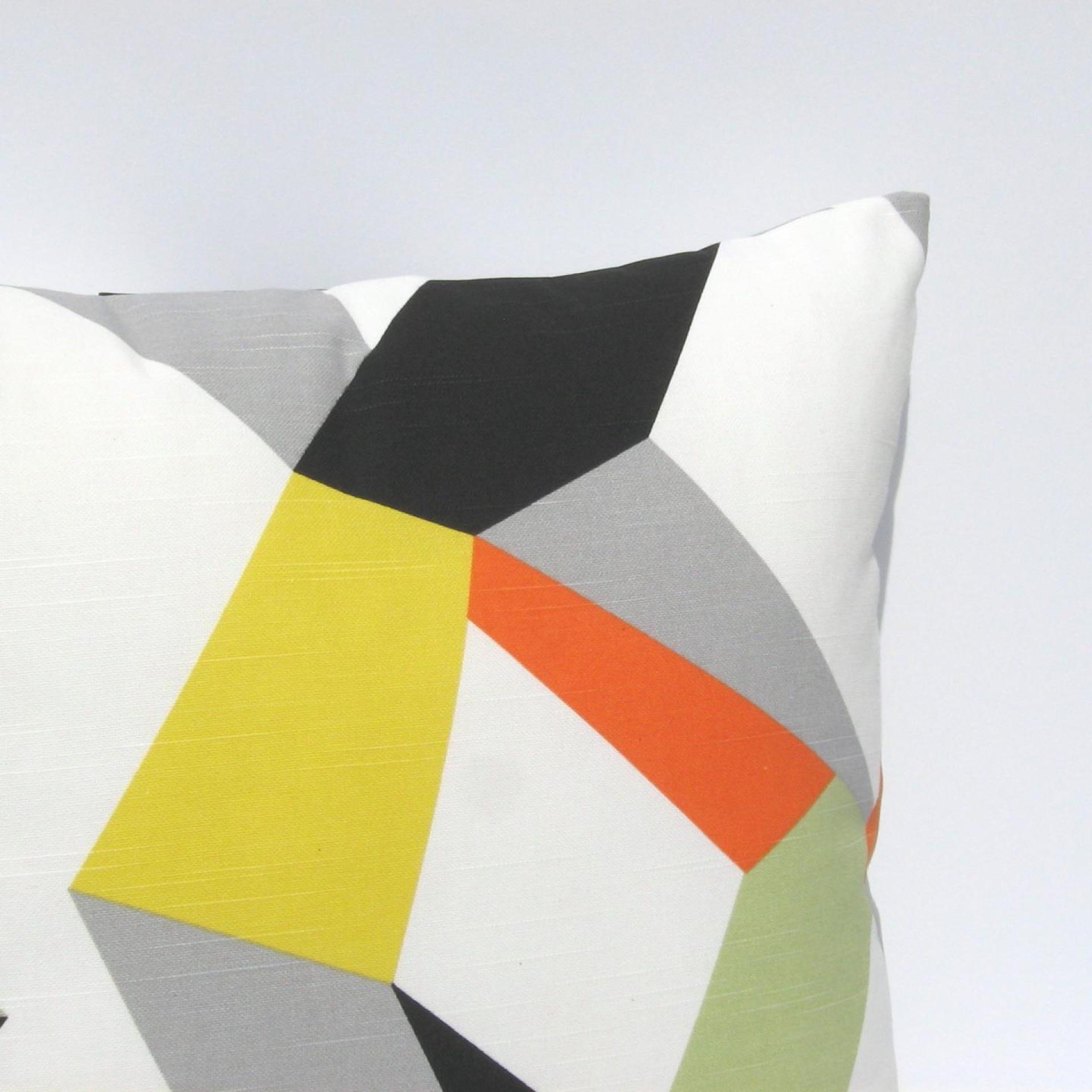 MCM Style Pillow Cover, Retro 50s Geometric Home Décor in Yellow, Green, Orange, Gray, Black, White Linen, 21 x 21