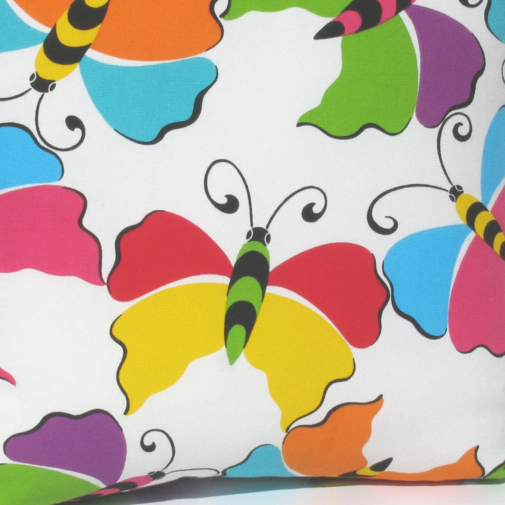 Butterfly Pillow Cover, Kids' Pop-Art Room Décor, Pink, Yellow, Turquoise, Green, Purple Butterflies, ~17x17 Pillow Cover, USA Handmade 